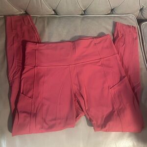 Lululemon 8 Fast and Free Run Tight Leggings Dark Pink EUC Side Pockets
